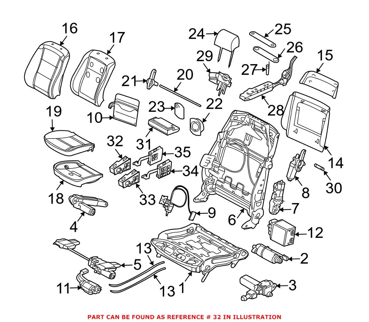 BMW Power Seat Switch = Driver Side 61316918380